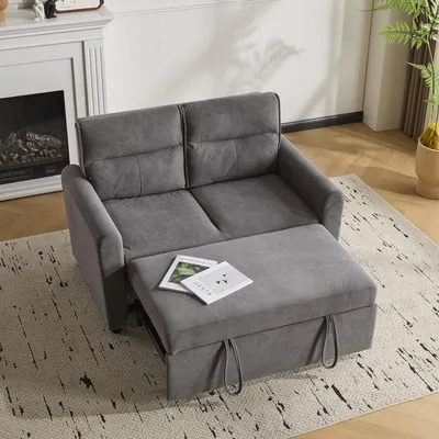 Immagine prodotto di Merax divano letto pieghevole con schienale a 5 pieghe, letto per ospiti estraibile a 2 posti in velluto, divano letto con legno-metallo, moderno, grigio