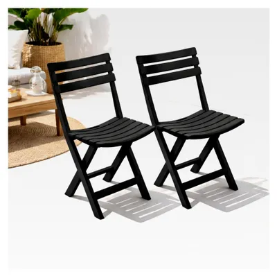 Produktbild von 2 Stück Klappstuhl, Campingsessel für Terrasse, Garten, Balkon und Camping - witterungsbeständiger Klappsessel - Anthrazit