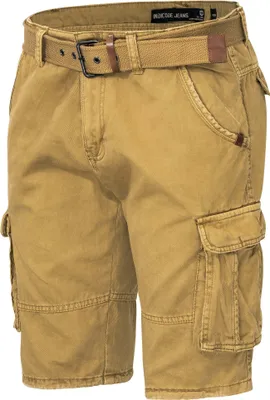 Produktbild von Indicode Kjeld Herren Cargoshorts mit 6 Taschen inkl. Stoffgürtel aus 100% Baumwolle | Kurze Hose Bermuda Sommer Herrenshorts Short Men Pants Cargohose kurz Sommerhose für Männer (4XL, Amber)