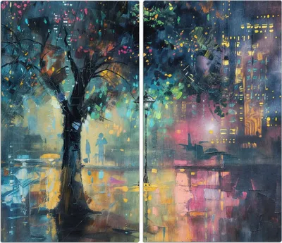 Produktbild von Spritzschutz Herdabdeckplatte Schneidebrett aus Glas Regen in der Stadt 2-Teilig (60x52cm)