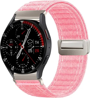 Produktbild von Smartwatch Armband für Samsung Galaxy Watch7 40mm Nylon Textil Band Ersatzband Wechselband Magnetverschluss flexibel atmungsaktiv Rosa