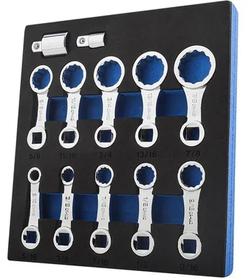 Immagine prodotto di Set di adattatori per coppia di serraggio, 12 pezzi, standard SAE, 12 punti, 3/8 di pollice, acciaio cromo-molibdeno, confezione in EVA