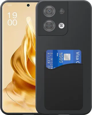 Image de Adaptée à la coque du téléphone Oppo Reno 9 Pro Plus avec porte-cartes en silicone - Coque arrière flexible en silicone TPU avec porte-cartes en silicone - Noir - Smartphonics