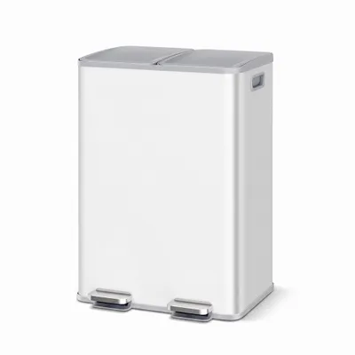 Immagine prodotto di Pattumiera Differenziata Cucina 2x30L (60 Litri), Doppio Contenitore con Pedale, Acciaio Inox Antimpronta, Bianco, Immagine generata dall'IA