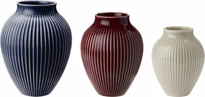 Image de Knabstrup mini vase set Ripple 3 pièces, céramique, Berry, Sand, Dark Blue, 11 cm, K1243-1