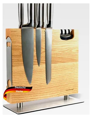 Produktbild von Magnetischer Messerblock ohne Messer mit Messerschärfer - Eiche, inkl. Flaschenöffner | Magnetischer Messerhalter für Küchenmesser