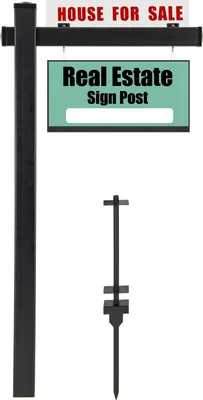 Zdjęcie produktu dla Słupek ogłoszeniowy COSTWAY 180 cm, stojak na plakaty nieruchomości, UPVC, słupek stalowy, słupek ogłoszeniowy na plakat 15 x 60 cm, czarny