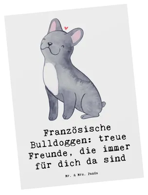 Produktbild von Mr. & Mrs. Panda Postkarte Französische Bulldogge Freund - Weiß - Geschenk, Ansichtskarten, Hunderasse, Haustiere, Hunderassen Eigenschaften, Hunde, Grußkarte, Postkarten