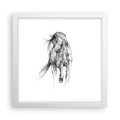 Produktbild von Gerahmtes Poster - Weißer Rahmen - Pferd Galopp Tier - 30x30 cm - Wand Bild - Wanddeko - Wandbilder - Kunstposter - Wandposter - Bilderrahmen - Bilder - Kunstdruck - Wanddekoration - P2WAC30x30-5080