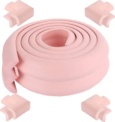 Produktbild von [2er-Pack] 2 Meter Länge L Form Tischkantenschutz Baby Proector + 8 Ecken (Rosa) Weich ungiftig