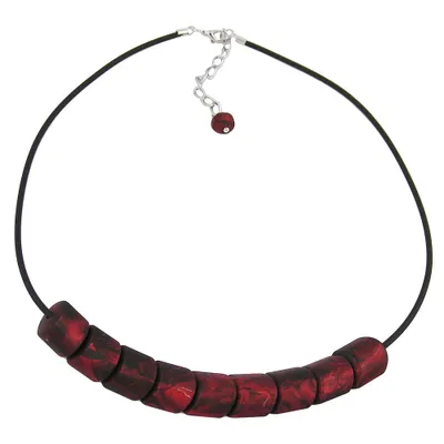 Produktbild von Kette Schrägperle Kunststoff rot-metallic-marmoriert Vollgummi schwarz 45cm rot 20x15mm