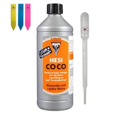 Obrázok produktu pre Hesi Coco 1 liter – vrátane dávkovacej pipety a 3 štítkov na rastliny