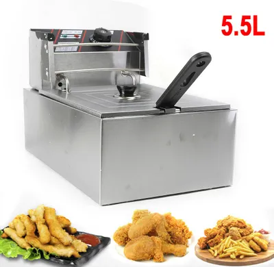 Produktbild von Elektrische Fritteuse 5,5L 2500W Friteuse Fritöse mit Frittierkörb und Deckel Temperaturkontrolle Fettbackgerät für Pommes frites Gebratenes Huhn 60-200℃ Temperaturkontrolle