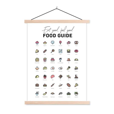 Produktbild von MuchoWow® Textilposter Küche - Lebensmittel 60x80 cm mit holzfarbenen Rahmen - Wandbild