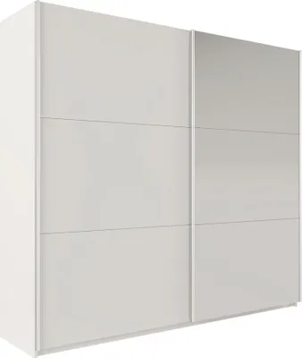 Produktbild von Schiebeschrank VIGO 225 cm mit Spiegel – kompakter Kleiderschrank Schiebetürenschrank modern (Weiss)