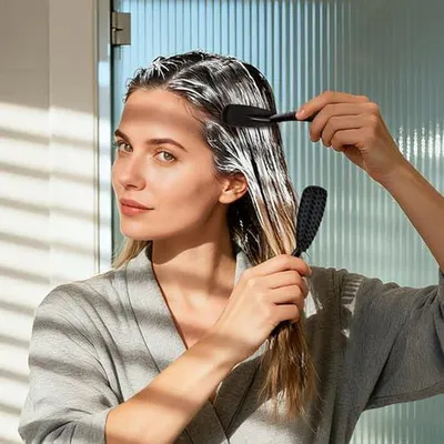 Produktbild von 6-teiliges Haarfärbepinsel-Set mit Haarfärbekamm und Strähnenbürste für Haarfarbe, wiederverwendbarer und waschbarer Applikator für Heimfärbung und Salon