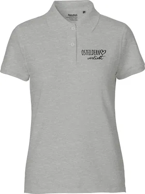 Produktbild von Huuraa Damen Polo Shirt Ostfildern verliebt M Sport Grey Bio Baumwolle Fairtrade Poloshirt Geschenkidee