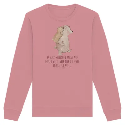 Produktbild von Mr. & Mrs. Panda Baumwoll Pullover Papa Bär Größe M - Canyon Pink - Geschenk, Sweatshirt, Vatertag, Pulli, Muttertag, Vater, Sweater
