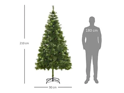 Obrázok produktu pre Umelý vianočný stromček 830-137, 505 hrubých konárov, autentický, s kovovým stojanom, PET, zelený, 90 x 210 cm