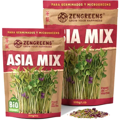 Imagen del producto de ZenGreens® Semillas Eco para Germinar Mezcla Asiática 500 g – Microgreens