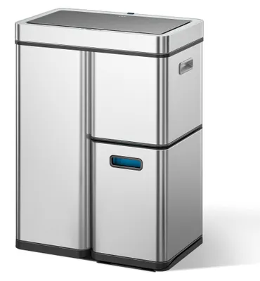 Immagine prodotto di Contenitore per rifiuti EKO con 3 scomparti, 2 da 15 litri e 1 da 30 litri, contenitore automatico per rifiuti