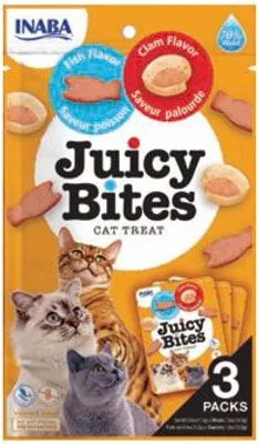 Produktbild von Inaba Juicy Bites 3x11,3g (33,9g) Saftige Katzenleckerlis Kekse mit Fisch und Muscheln