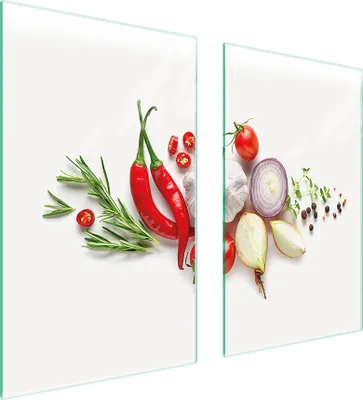 Immagine prodotto di Piastre copriforno 2 pezzi 75x52 Vetroceramica piano cottura tagliere vetro verdure cucina