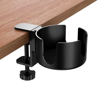 Produktbild von Klemmbarer Becherhalter, Aluminium, ohne Schrauben, einfach montierbar, große Öffnung, 5kg belastbar, Schwarz
