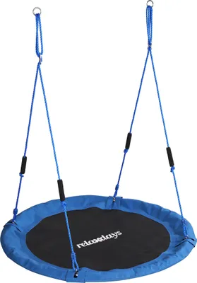 Produktbild von Relaxdays Nestschaukel, runde Hängeschaukel Schaumstoffgriffe, Kinder, verstellbar, outdoor, Ø: 120 cm, bis 100 kg, blau