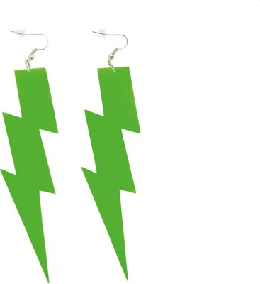 Produktbild von Oblique Unique Blitz Ohrringe für 80s 80er Jahre Motto Party Fasching Karneval Kostüm Damen Ohrstecker - neon grün