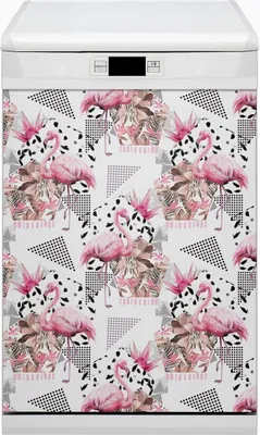 Produktbild von Küche Magnet für Spülmaschine  Abwaschbar 45x80 cm Geschirrspüle  - Flamingos