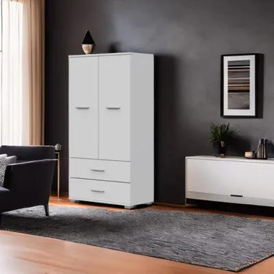 Produktbild von Schrank FAUSKE - 2 Schubladen - Weiß - Breite 69 cm, Höhe 130 cm, Tiefe 36 cm