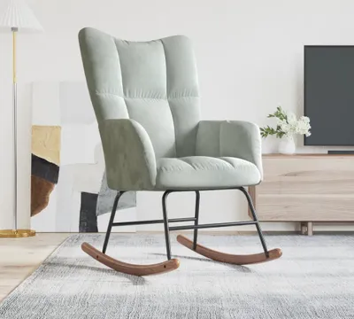 Produktbild von Cloris Designermöbel Schaukelsessel Hellgrau Samt 2024 Neu