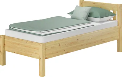 Produktbild von Hohes Holzbett 100x200 breites Seniorenbett Einzelbett Zubehör wählbar V-60.55-10Rollrost und Matratze inkl.