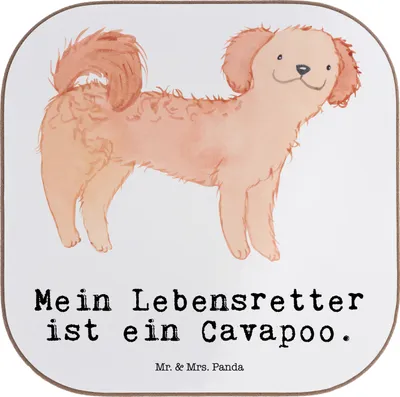 Produktbild von Mr. & Mrs. Panda Untersetzer für Gläser Cavapoo Lebensretter - Weiß - Geschenk, Tischuntersetzer, Cavoodle, Tassenuntersetzer, Kaffee, gläseruntersetzer, Tasse