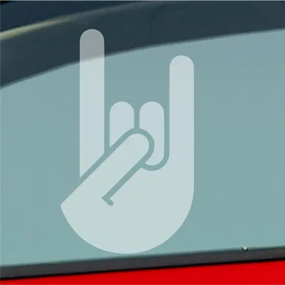 Produktbild von Auto Aufkleber Heavy Metal Gruß Pommesgabel Rock 12x7 cm Milchglas Sticker Heckscheibenaufkleber