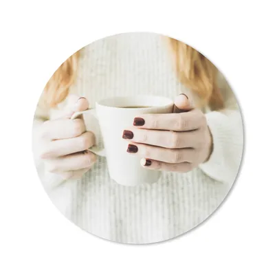 Produktbild von MuchoWow® Mauspad Mousepad Frau - Pullover - Kaffee 40x40 cm - Mousepads - Maus Mat - Pad - Mausunterlage - Schreibtisch Accessoires