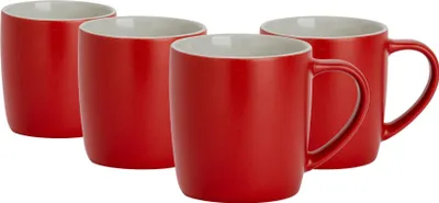 Produktbild von Argon Ta Kaffeetassen in matten Farben – 350 ml – Rot – 4er-Pack – Robuste Teetasse aus Steingut, spülmaschinen- und mikrowellengeeignet