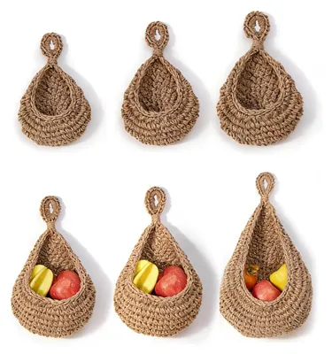 Immagine prodotto di Omgoods - Set di 6 cesti appesi in iuta per decorazione - Marrone