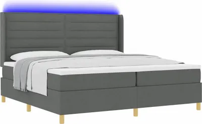 Obrázok produktu pre Posteľ s pružinovým rámom s matracmi Sivá 200 x 200 cm látka