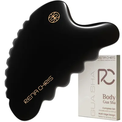 Imagen del producto de Piedra de Gua Sha hecha de piedra Bian natural, de color , para drenaje linfático y masaje corporal completo
