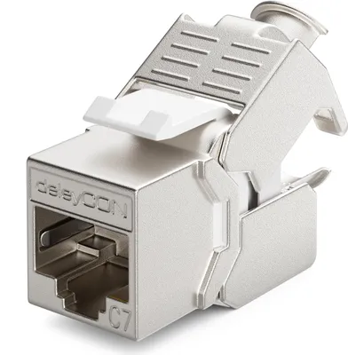 Produktbild von deleyCON 1x CAT 7 Keystone Jack Modul Optimal für CAT7 CAT6 CAT6a Verlegekabel Verbinder Patchkabel Netzwerkkabel STP Schirmung RJ45 Buchse 1000 MHz 10 Gbit/s Schneidklemme (LSA)