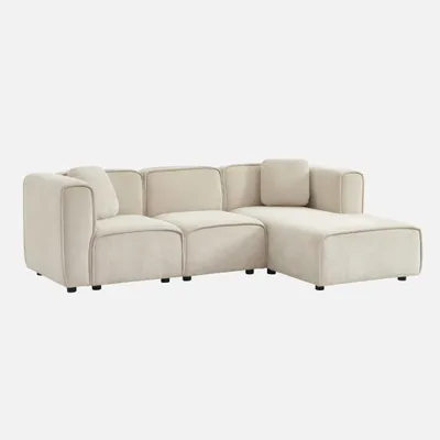 Immagine prodotto di Divano angolare destro in tessuto, 3 posti, Beige