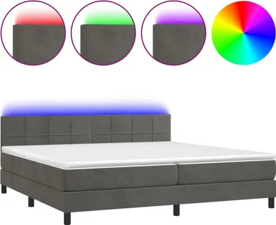 Obrázek produktu pro vidaXL Postel Boxspring s matrací a LED diodami Dark Grey 200x200 cm Velvet