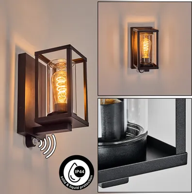 Produktbild von Vibo Außenleuchte mit Bewegungsmelder aus Metall/Glas in Schwarz/Klar