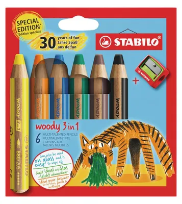 Immagine prodotto di STABILO EO8806-4-2 STABILO Penna multitalento in legno 3 in 1, astuccio 6er Tiger
