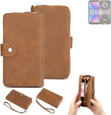 Produktbild von K-S-Trade Handyhülle Schutzhülle kompatibel mit Doogee S96 GT & Portemonnee Tasche Handytasche Case Etui Geldbörse Wallet braun (1x)
