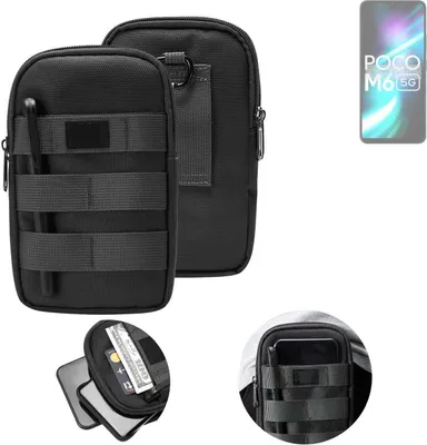 Produktbild von K-S-Trade Holster Gürtel Tasche kompatibel mit POCO M6 5G Handy Tasche Schutz Hülle dunkel-grau viele Fächer, 1x