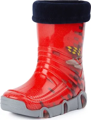 Produktbild von Ladeheid Kinder Mädchen Jungen Gummistiefel gefüttert Swk 16 (Rot Auto, 23/24 EU)
