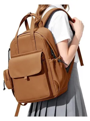 Immagine prodotto di Zaino per studenti adolescenti, capacità 15,6 pollici per laptop, colore kaki, dimensioni 44x31x14 cm, capacità 19 litri